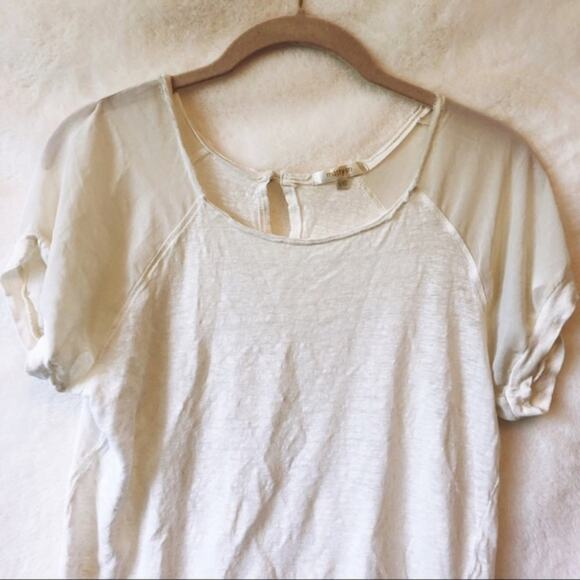Matty M White Short Sleeve Sheer Top - Picture 2 of 6